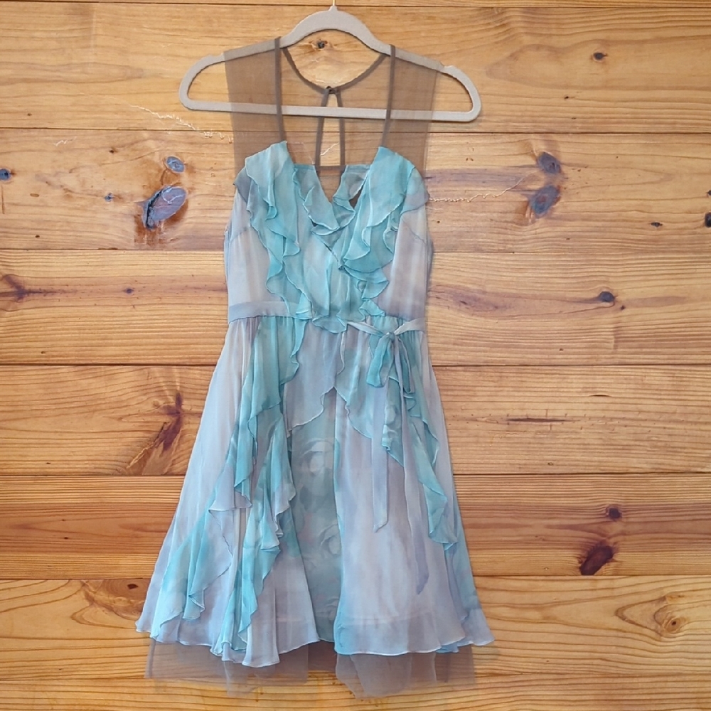 Tracy Reese Silk Pastel Floral Princess Tulle Lined Dress 0/2